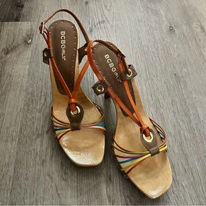Bcbgeneration rainbow wood Y2K heel